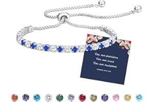 FEHKI Silver Bracelet for Womens Silver Tennis Birthstone Dainty Crystal Zirconia Bracelets Birthday Christmas Valentine's Day Jewellery Gift for Mum Sisters Girlfriend