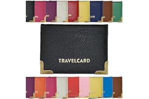 AlezyB - Black Leather Bus Pass, Credit & ID Card Holder - Men & Women Money Organiser