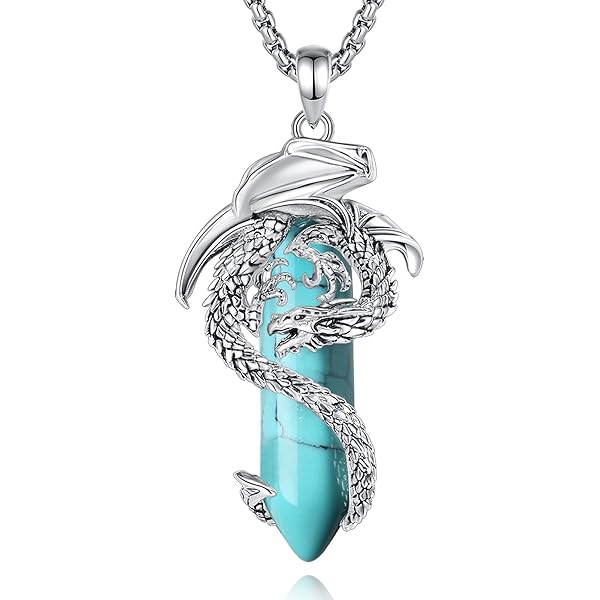 Drachen Halskette Mit Türkis – Wikinger Amulett Für Damen & Herren Als Geschenk