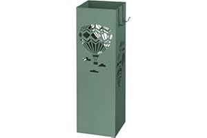 Baroni Home Moderner Design-Schirmständer aus Metall mit Luftschiffen, 2 Haken und abnehmbarer Regenwanne, 16 x 16 x 49 cm, Grün