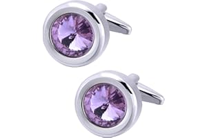 Jonwo Rund Kristall Manschettenknöpfe für Herren In Geschenkbox Silber und Gold Manschettenknöpfe Men Cufflinks Hochzeit Hemd Manschetten Tanzparty Ferien Jubiläum Kleid