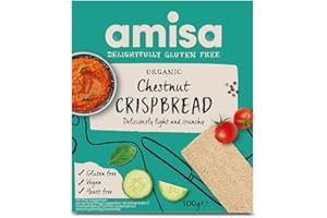 Amisa Organic Chestnut Crispbread, 100g - Light & Crispy Texture - High in Fibre, Vegan-Friendly & Gluten Free