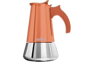 Stainless Steel Induction Stovetop Espresso Maker - Make Cafe Quality Italian Style Coffee at Home with This Premium Moka Pot in Modern Chrome, by the London Sip Company. (Copper, 10 Cup)