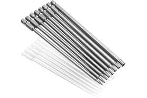 Gasea 8PCS 150mm 6.35mm Hex Tige Embouts de Tournevis Magnétiques à Tête Creuse Torx S2 T8-T40 Jeu de Tournevis Électrique Torx Outil de Réparation