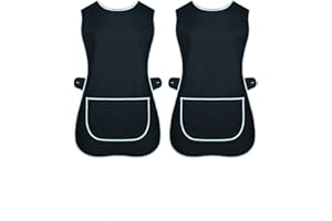 INDX-Clothing Pack of 2 Ladies Tabards Apron Kitchen Overall Catering TABBARD Cleaning Pocket