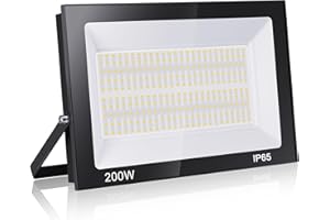 Loyal Projecteur LED 200 W 6000 K Blanc lumière du jour 20 000 lm Lumière de sécurité extérieure IP65 Étanche Applique murale Spot Éclairage pour jardin, garage, aire de jeux, terrasse