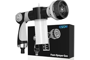 ESOW Garden Hose Nozzle, High Pressure Foam Sprayer Gun 8 Way Spray Pattern with 3.5oz/100cc Soap Dispenser Bottle, Snow Foam Gun for Car Wash, Watering Plants, Lawn, Patio, Gray