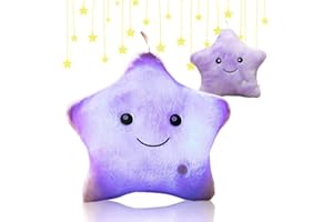 Shengou Luminous Pillow, Light Pillow, Luminous Plush Pillow, Pluszowa Poduszka LED Light Poduszka Dekoracyjna, Pluszowe Gwiazdy LED (fioletowe winogrona)
