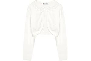 Bolerose Chicas Manga Larga Floral Encaje Bolero Niñas Cárdigan