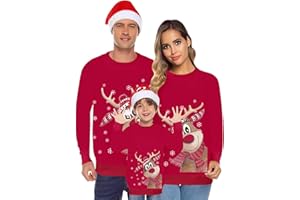 Genérico Jersey Navidad Familia Hombre Mujer Niño Sudadera Navidad Familia Ugly Christmas Sweater Invierno Jerseys Navideños Familiares Pareja Christmas Jumper Elegante Jersey Navideño