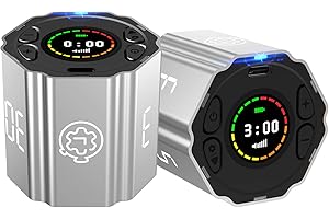 Ushining Temporizador Digital con Alarma de Sonido Ajustable, Temporizador de Cubo para Trabajo Cocina Oficina Estudiar, 3/5/10/15/30min, Cuenta Regresiva Personalizada, Plata