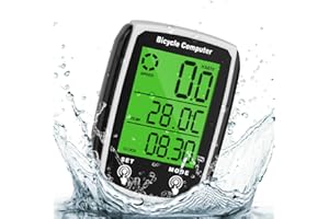 URAQT Compteur de Vélo, 19 Fonctions IP65 Étanche Ordinateur de Vélo, avec écran Rétroéclairé LED, Contrôle Tactile, Démarrage/Arrêt Automatique, Compteur de Vitesse Velo et Compteur de Kilomètres VTT