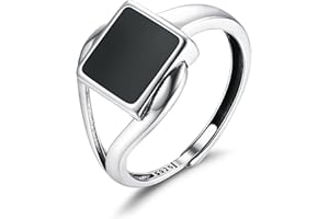 MILACOLATO Anello Argento 925 Regolabile per Donna Ragazze, Aperto Vintage Argento Nodo Celtico/Foglia CZ/Quadrato Smaltato Nero/Gioielli ad Anello a Dito Doppio Attorcigliato con Confezione Regalo