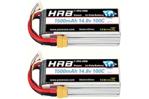 HRB POWER HRB 2PCS Batteria Lipo 4S 14.8V 1500mAh 100C con spina XT60 per elicottero RC Auto camion camion barca