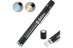 Penriter Médico Penlight Lámpara de Diagnóstico Luces de Pluma con el Calibre de la Pupila, 2 Fuentes de Luz LED, USB recargable Médico Penlight Lámpara, Linterna de Bolígrafo para enfermeras médicos