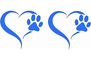 Finest Folia - Set di 2 adesivi a forma di zampa di cane e cuore, 10 x 11 cm, per auto, moto, computer portatile, mobili (K017 Azzurro)