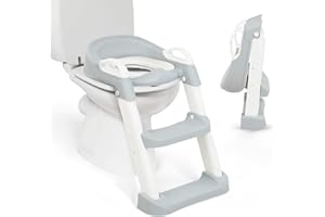 KIKKA BOO KikkaBoo Riduttore WC bambini con scaletta LEA, Educatore da toilette, Pieghevole e regolabile, Design anatomico, Imbottitura morbida rimovibile, Maniglie, Antiscivolo, 18+ mesi, Grigio