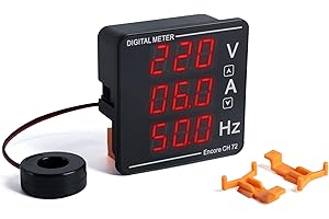 FBBULES AC Voltmètre à Affichage Numérique Ampèremètres Fréquencemètre Compteur Intégré, AC 50-500V 1-120A 10-99.9HZ Testeur de Tension, Courant et Fréquence