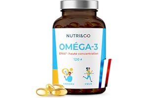NUTRI & CO Omega 3 Huile de Poissons Sauvages EPAX®, Haute Concentration EPA DHA & Vitamine E - Issu de Pêche Durable & Huile de Poisson Pure, 120 capsules Anti Oxydation, Made in France
