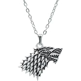 This Different Game Of Thrones Stark Wolf Male Female Necklace Antique Silver Plated - 60cm Flat Chain