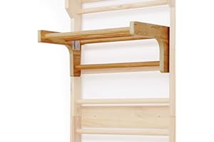 Physionics® Barra Trazioni per Spalliera Svedese - Rimovibile, a 2 Gradini, 73x45x27 cm, Legno di Pino - Barra per Sollevamento, per Scala da Ginnastica, Palestra, Fitness, Terapia Fisica