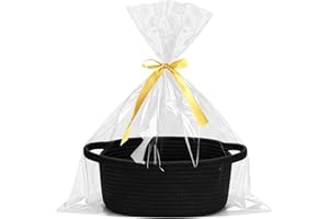 OURDORT Geschenkkorb Leer Präsentkorb Geflochten Körbchen mit Geschenktüte & Schleifenband Schwarz Aufbewahrungskorb Deko für Geschenkverpackung, Geburtstag, Hochzeit, Ostern, Thanksgiving, Weihnachten