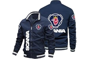 LLXNQ026 Veste Mince Unisexe pour Impression Scania Manteau À Fermeture Éclair Complète Vêtements De Sport Décontracté Moto Coupe-Vent Vêtements D'extérieur avec Poches Hauts Cadeau-Blue||4XL