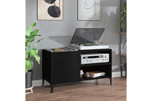 Prissent Mobile Porta Dischi Nero Multistrato 84,5x38x48cm Soggiorno Basso Multiuso