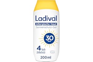 ‎LADIVAL Ladival Sonnenschutz Gel LSF30 für allergische Haut - Sonnencreme bei Sonnenallergie und Mallorca-Akne, wasserfest, fettfrei, 4-fach Zellschutz, korallenfreundlich, leichte Gel-Formel, 200ml