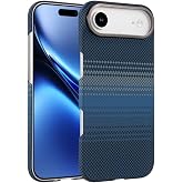 UnDePlus iPhone 17 Air ile uyumlu Kılıf Kevlar Desenli Karbon M-Safe Magnetik Şarj VEGA-Msafe