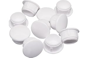 SKIR'CO (10 unidades) Tapones de plástico blanco de 11 mm, tapas para agujeros de taladro, tapones para agujeros de muebles, tapones para agujeros de tornillo