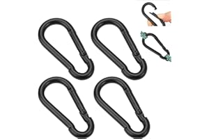 AzureRay Small Carabiner Hook, 6 x 2.8 cm Mini Carabiner, Pack of 4 Safety Carabiners Made of Iron, Multi-Purpose for Camping, Travel, Hiking, Fishing, Backpack & Key Ring