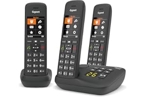 Gigaset C575A Trio - Cordless Trio con segreteria telefonica - possibilità di passare la chiamata da un portatile all'altro, Nero [Versione Italiana]
