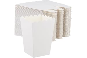 YIXNSW 100 stycken popcorn påsar, vit kartong popcorn påsar små, popcorn påsar snackslåda för hemmabio fester filmkvällar
