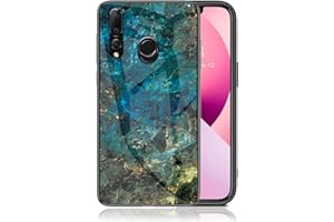 IMEIKONST Funda Compatible con Huawei P Smart Z Carcasa Mármol Vidrio Trasero Borde Suave Silicona, Delgado Brillante TPU Bumper Antichoque Caso para Huawei Y9 Prime 2019. Azul Esmeralda LSM