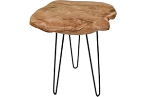 Qiyano Choobi Beistelltisch Natur, Unikat Handgefertigt aus Massivholz, Moderner Couchtisch, Wohnzimmertisch & Nachttisch, Ca. Ø 30 cm x 40 cm