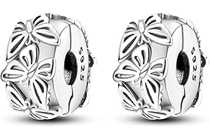 Parmuz Clip Spacer Charm for Bracelet 925 Sterling Silver Pave Cubic Zirconia Clip Lock Spacer Stopper Charm Bead Star Moon Evil Eye charms Jewelry Gift for Woman