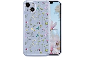 RALEAVO Kwiatowe etui na iPhone'a 14 (6,1 cala), dziewczęce, silikonowe, odporne na wstrząsy, z uroczymi wzorami, etui ochronne do iPhone'a 14, szare