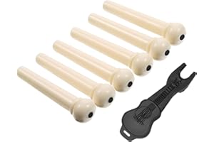 maxtachi 6 Pcs Acoustic Guitar Bridge Pins, Guitar Pegs With 1 Pcs Bridge Pin Puller Remover, Bone String Pegs Replacements for Acoustic Electric Classical Guitar,Folk Guitar and Bass Guitar (white)