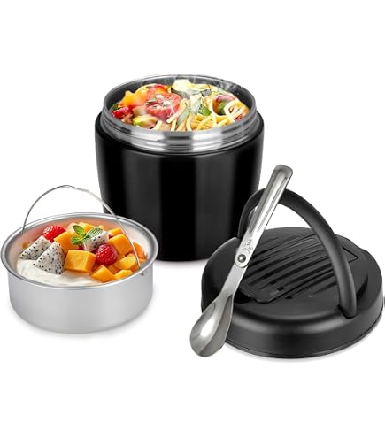 Lacor - Termos Porta Alimenti 1L con Manico, in Acciaio Inox