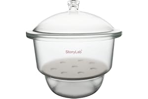 stonylab Dessiccateur en Verre, Dessiccateur de Laboratoire avec Couvercle à Bouton et Plaque en Porcelaine de ID:300 mm pour Recherche en Laboratoire