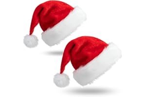 Aututer Weihnachtsmütze 2 Stück Nikolausmütze Plüschkante Weihnachtsmann mütze Unisex Plüsch bequeme Weihnachtsmützen eignen sich für Weihnachten, Partys und Feiertage.