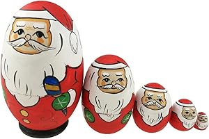 Winterworm Set of 5 Nesting Dolls Matryoshka Madness Russian Doll Popular Handmade Kids Girl Gifts Christmas Holiday Toy -Santa Claus …