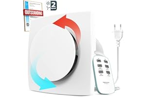 BUMSOU Badlüfter 100mm, Bidirektional, 2 Geschwindigkeiten, Leise Badlüfter mit Fernbedienung 433MHz, Speicherfunktion, DC Bürstenloser Motor, WC Bad Lüfter, Abluftventilator 100mm, 3 Jahre Garantie