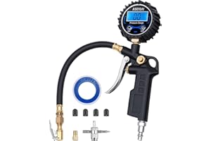 AstroAI Digital Tyre Inflator with Pressure Gauge, 0.1 Display Resolution 250 PSI Air Chuck and Compressor Accessories Heavy Duty with Rubber Hose and Quick Connect Coupler