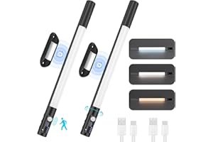 Euakee Luce Sotto Armadio Cucina LED 2 Pezzi, Illuminazione Armadio Dimmerabile Senza Fili con Motion Detector Remote Control, Striscia Luminosa Ricaricabile USB per Specchio Scrivania (Nero)