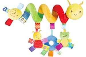Noaxylic Spirale Passeggino Neonato, Educativo Giocattolo Spirale di Peluche per Neonato, Giochi Passeggino Neonati, Giocattolo Sensoriale per la Culla, Sonaglio da Appendere, Regalo per 0 3 6 Mesi