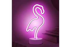 ALEENFOON enseigne lumineuse LED néon décor de chambre veilleuses éclairage intérieur à piles et alimenté par USB Lampes de nuit et de table pour Bar de fête de Noël (Rose Flamant)