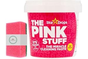 The London Finery Pink Stuff Paste 850g - Non-Toxic Miracle Cleaning Cream with Sponge Scrubber