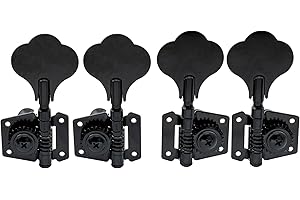 Musiclily 2R2L Open Gear Bass Tuners Tuning Pegs Keys Machine Heads Set, Black(4 Pieces)